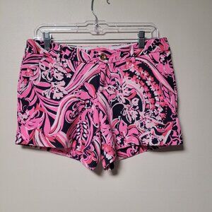 Lilly Pulitzer Callahan Knit Navy Pink Print Preppy Shorts Size 4